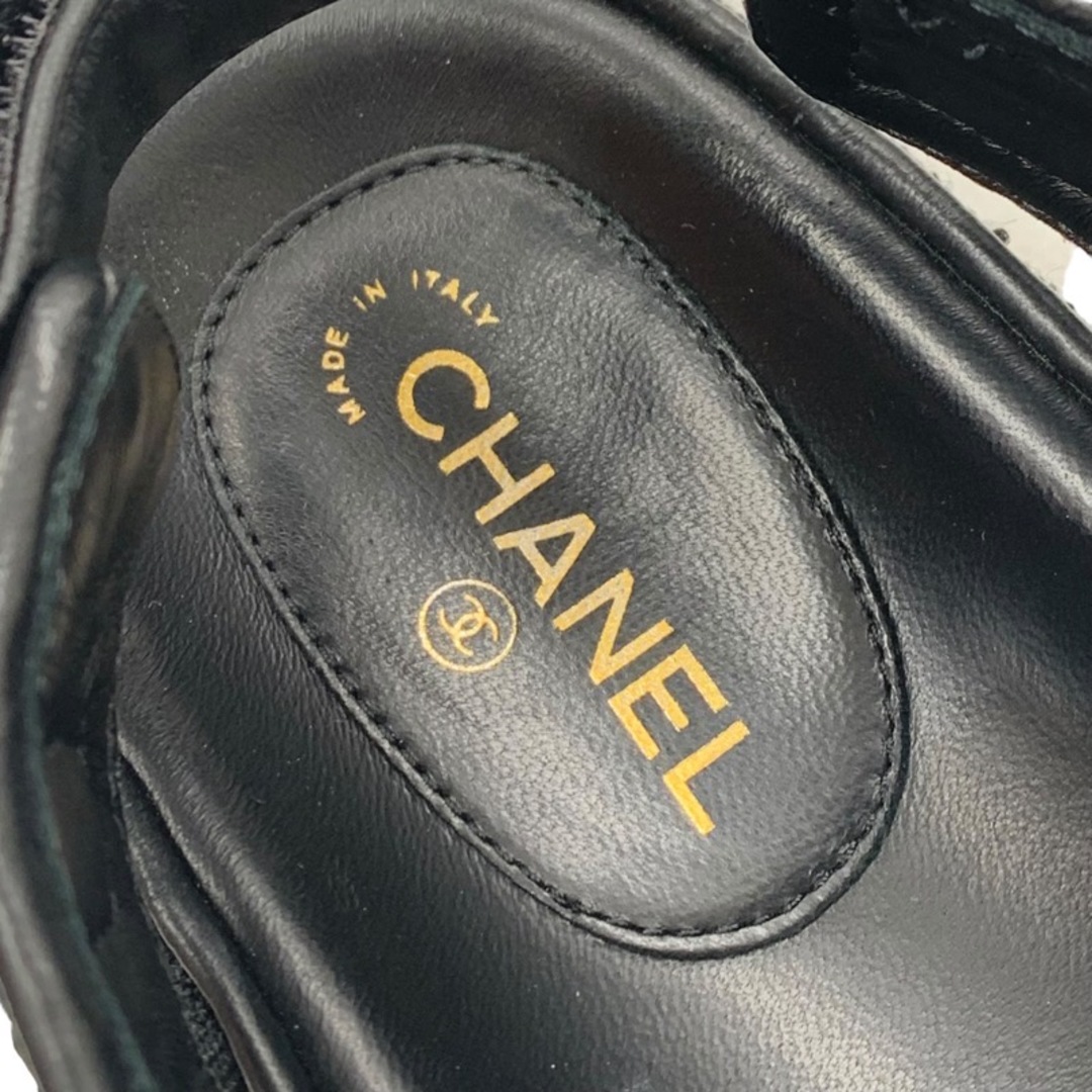 CHANEL(シャネル)のシャネル CHANEL サンダル ファブリック ブラック 黒 ゴールド 靴 シューズ スポーツサンダル ツイード パール レディースの靴/シューズ(サンダル)の商品写真