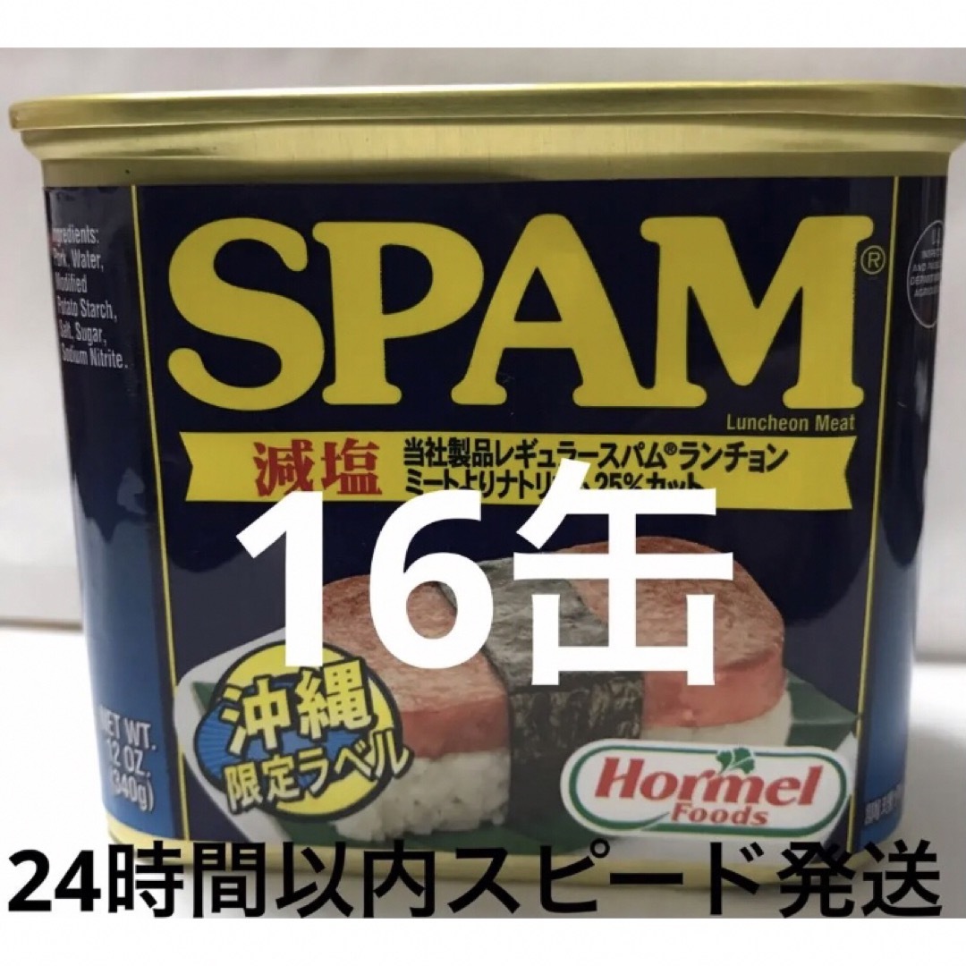 【沖縄限定ラベル】　スパムポーク　減塩　16缶セット