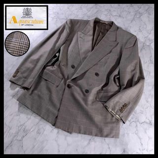 アクアスキュータム(AQUA SCUTUM)の90s Aquascutum ダブル テーラードジャケット チェック ブラウン(テーラードジャケット)