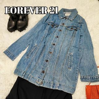 フォーエバートゥエンティーワン(FOREVER 21)のFOREVER 21【S】ロング丈　デニムジャケット　コート(Gジャン/デニムジャケット)