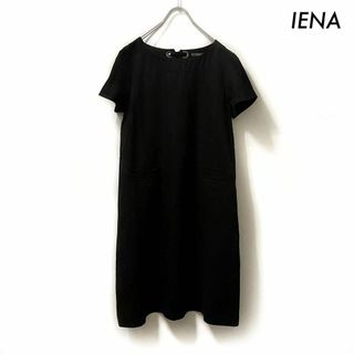 イエナ(IENA)のIENA イエナ★後ろリボン 半袖ワンピース リネン素材 ブラック 黒(ひざ丈ワンピース)