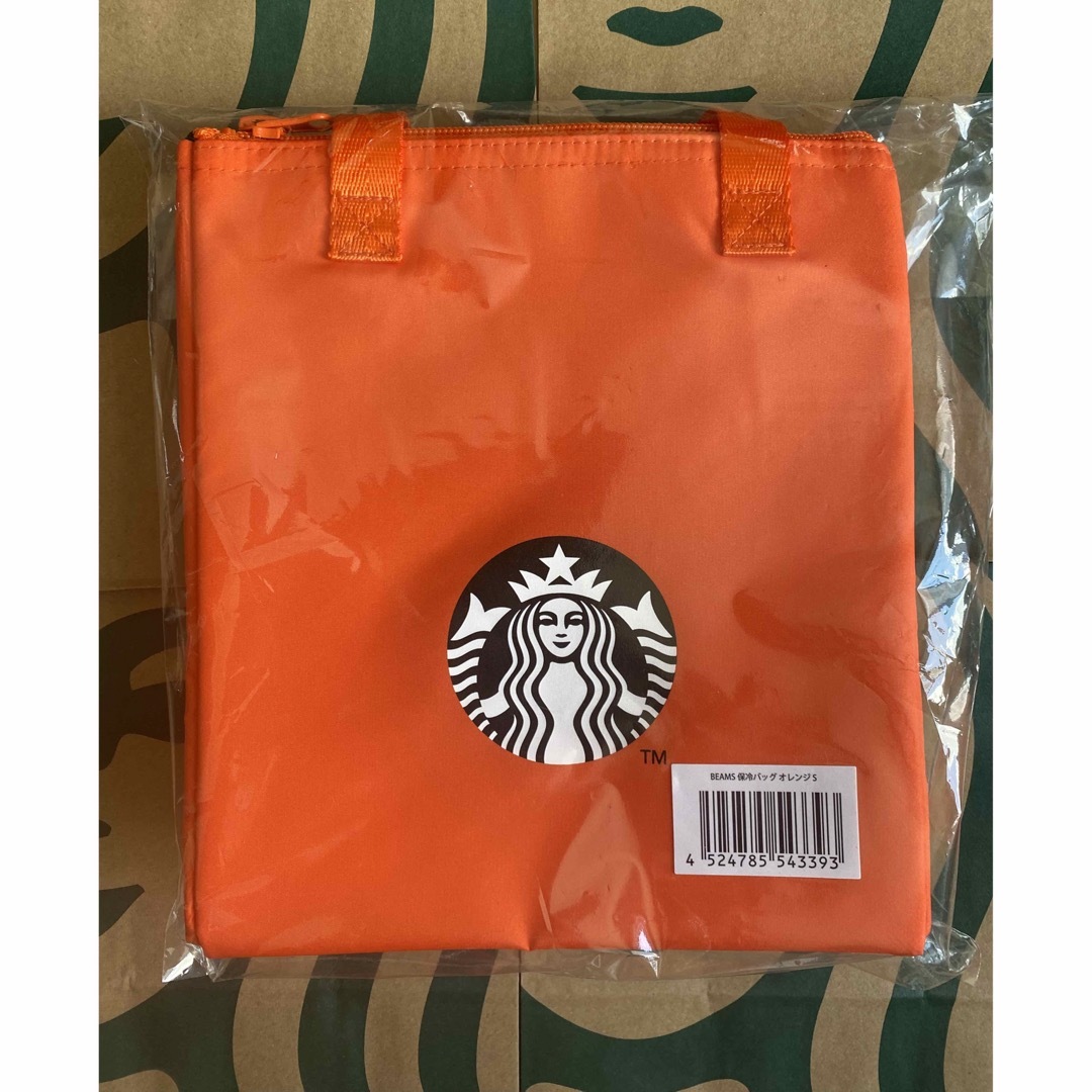 Starbucks Coffee(スターバックスコーヒー)のスターバックス　BEAMS 保冷バッグ オレンジ  S スタバ　トートバッグ レディースのバッグ(トートバッグ)の商品写真