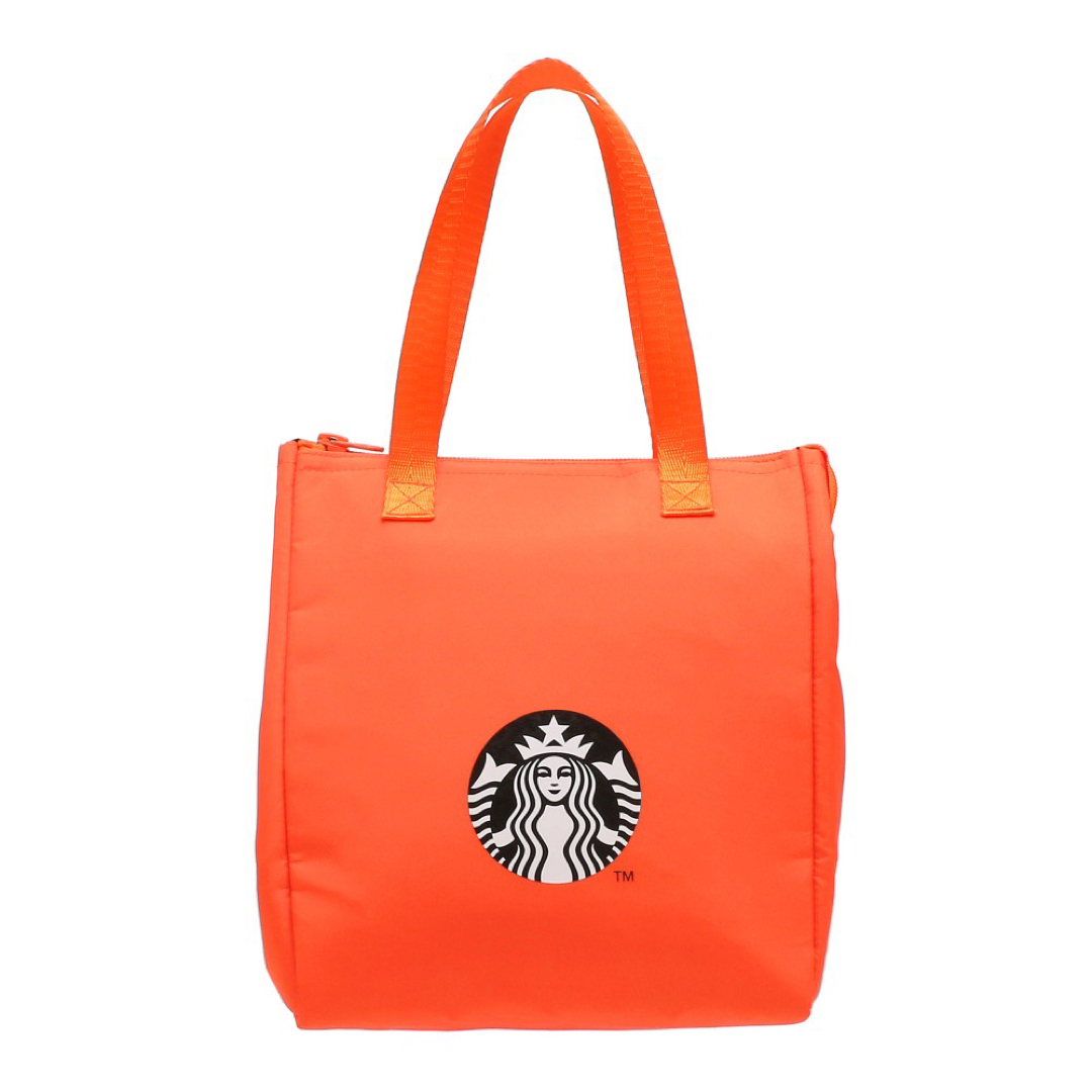 Starbucks Coffee(スターバックスコーヒー)のスターバックス　BEAMS 保冷バッグ オレンジ  S スタバ　トートバッグ レディースのバッグ(トートバッグ)の商品写真