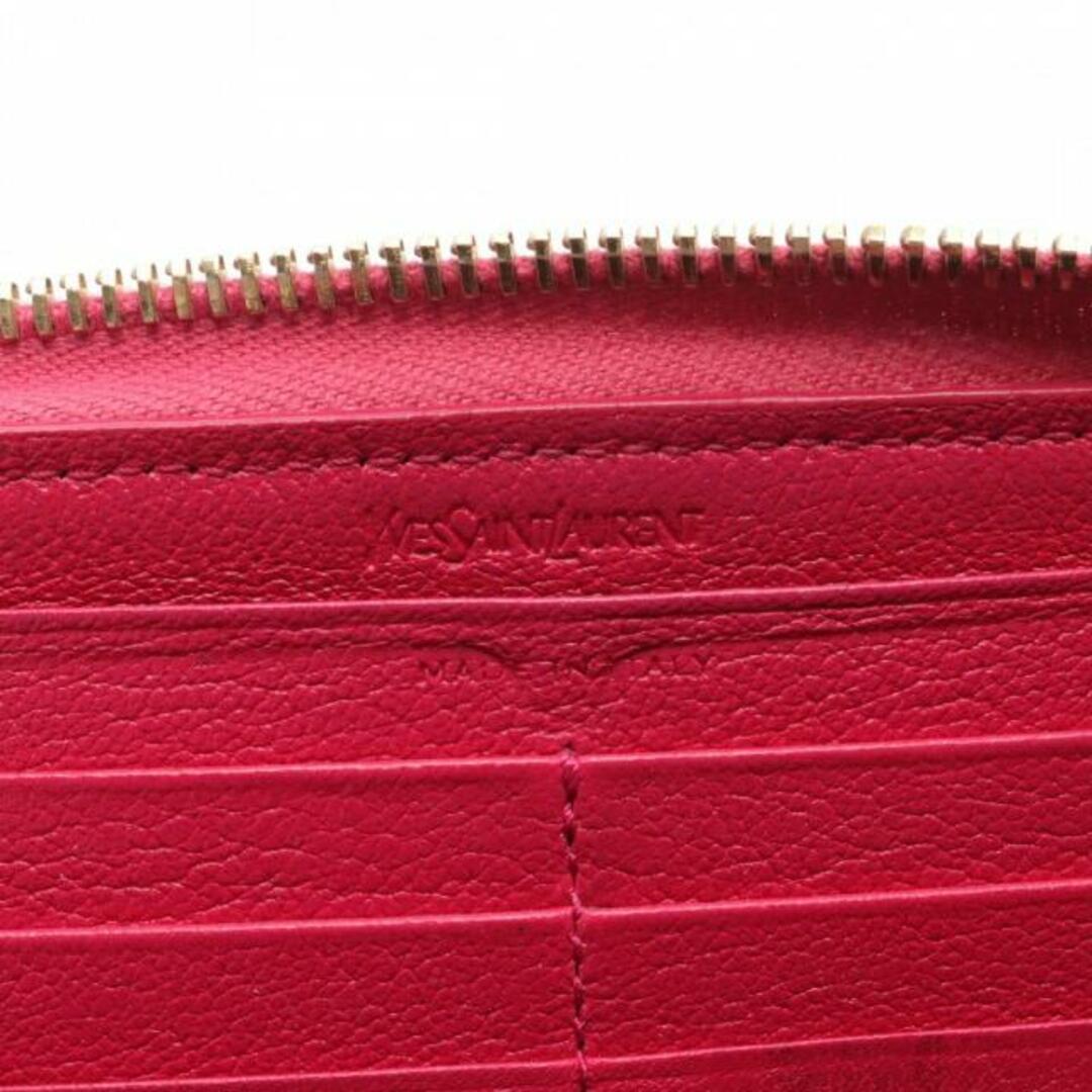 Yves Saint Laurent(イヴサンローラン)のYSLロゴ ラウンドファスナー長財布 レザー ピンクパープル レディースのファッション小物(財布)の商品写真