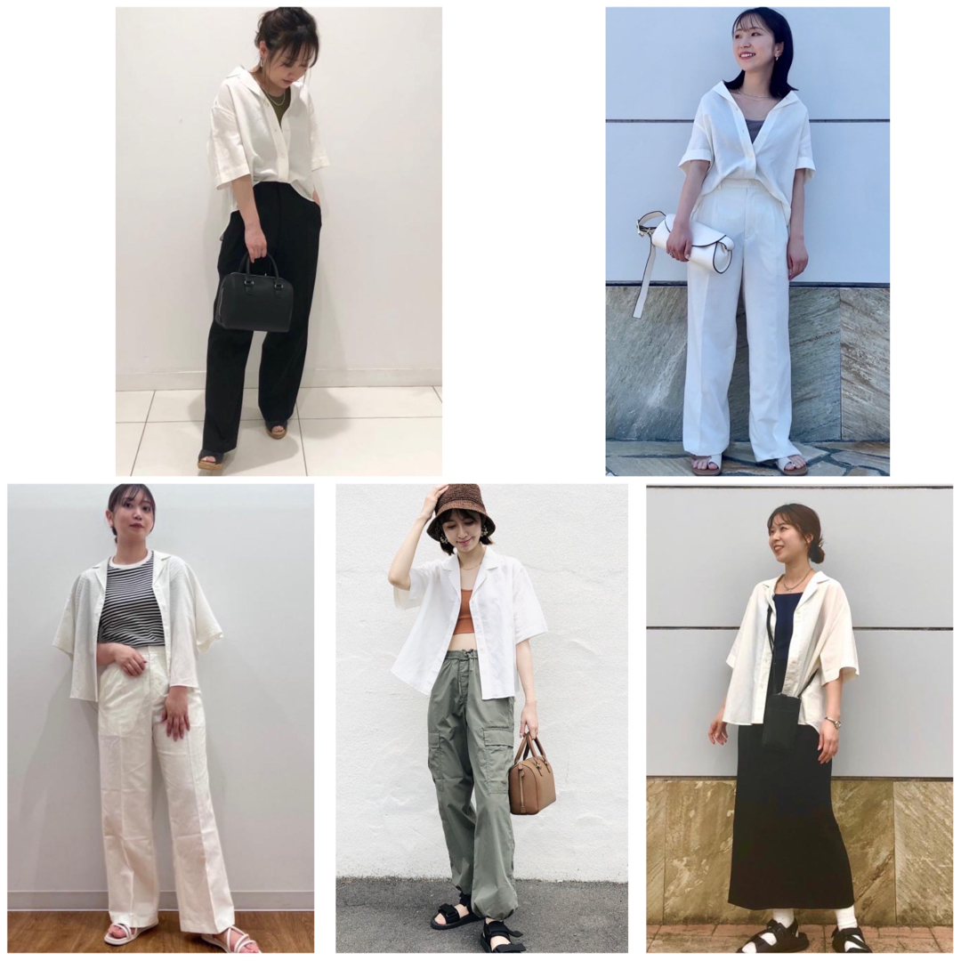 UNIQLO(ユニクロ)の未使用★ユニクロ★リネンブレンドオープンカラーシャツ★S★オフホワイト レディースのトップス(シャツ/ブラウス(半袖/袖なし))の商品写真