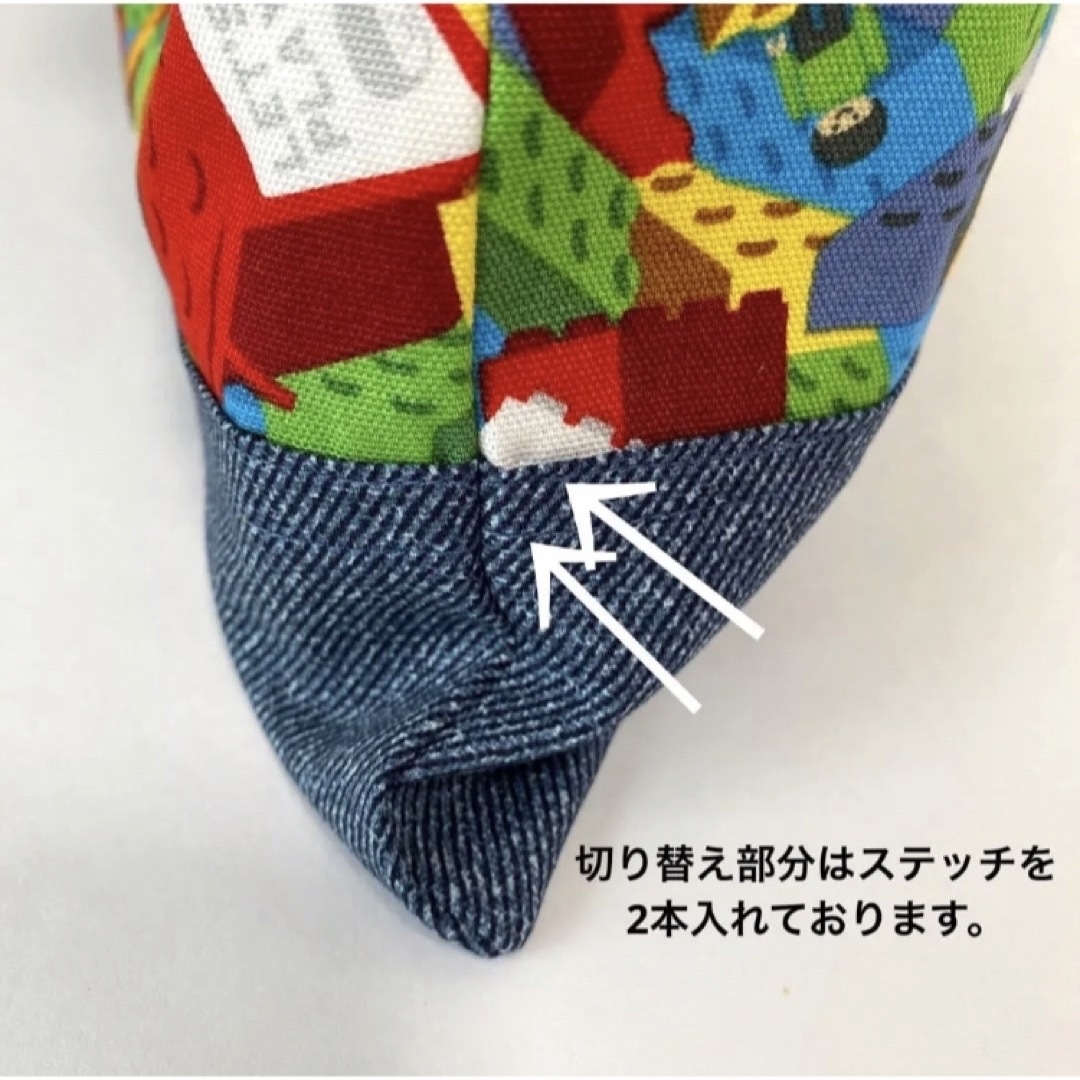 カラフルブロック柄　お着替え袋　体操服袋　34×33  男の子　ハンドメイド キッズ/ベビー/マタニティのこども用バッグ(体操着入れ)の商品写真