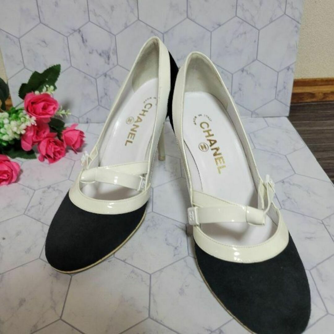 CHANEL - CHANEL 配色 エナメル×スエード パンプス ココマーク ロゴ