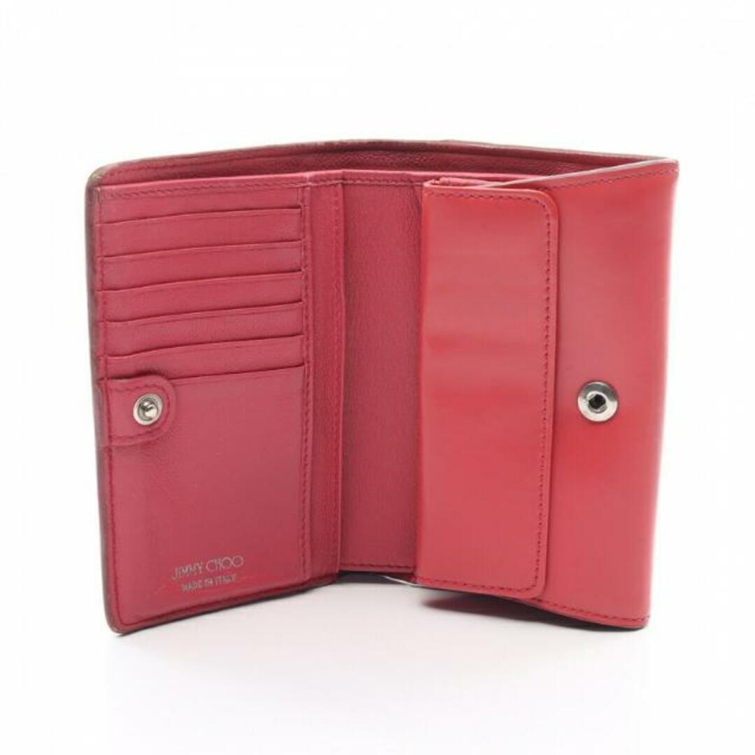 JIMMY CHOO(ジミーチュウ)の 二つ折り財布 レザー ピンクレッド ロゴ金具 レディースのファッション小物(財布)の商品写真