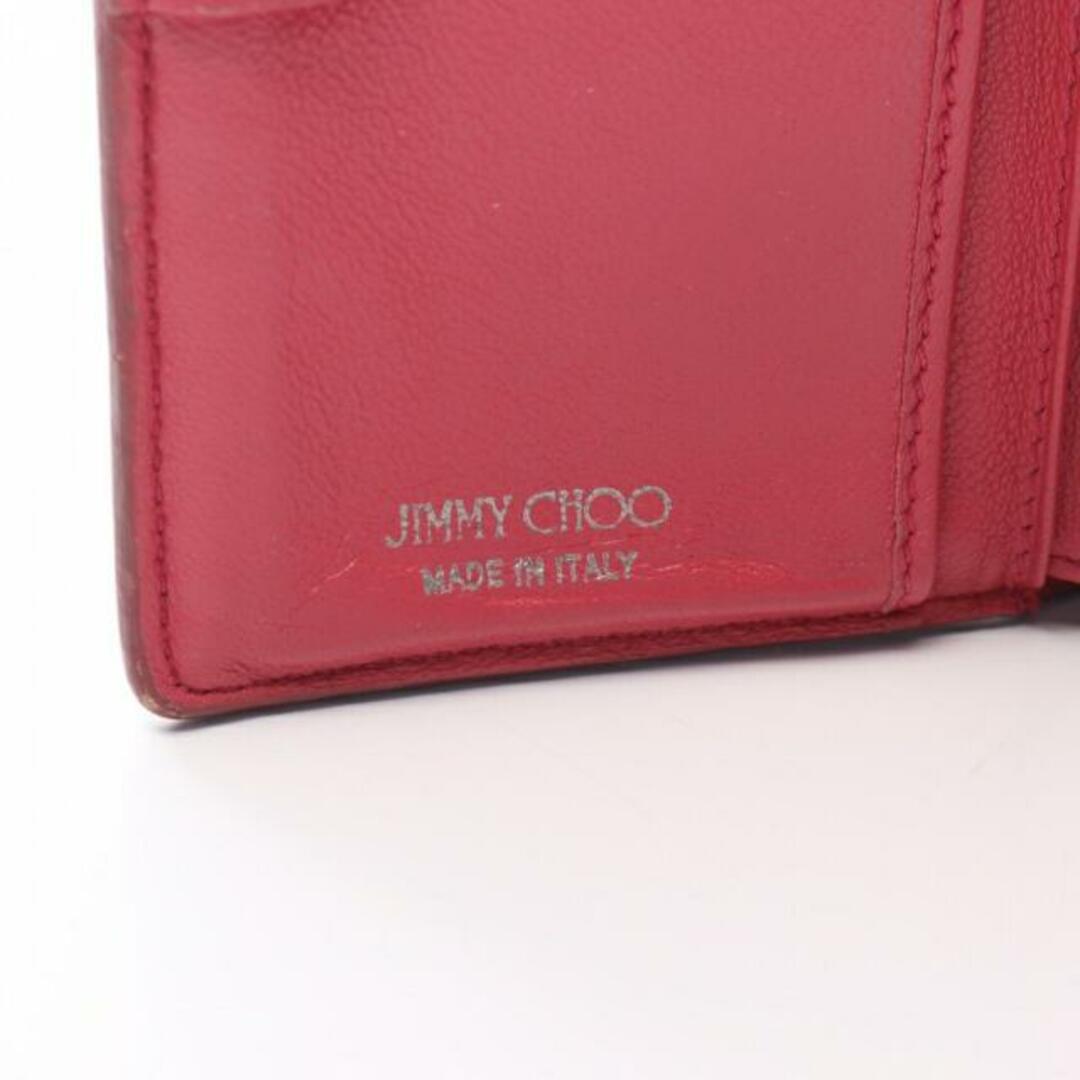 JIMMY CHOO(ジミーチュウ)の 二つ折り財布 レザー ピンクレッド ロゴ金具 レディースのファッション小物(財布)の商品写真