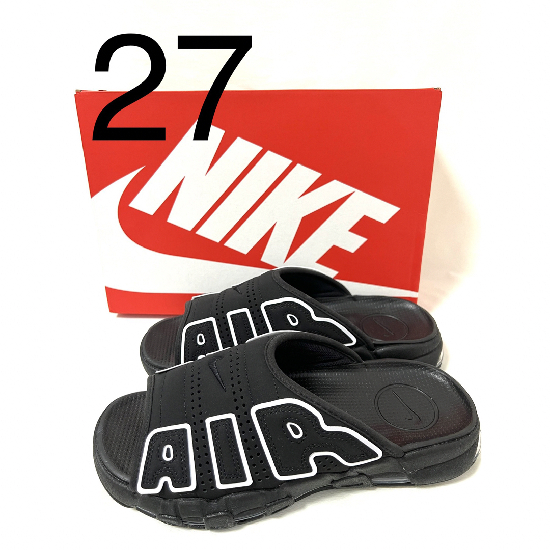 27 モアテン サンダル スライド NIKE  白 黒 air more