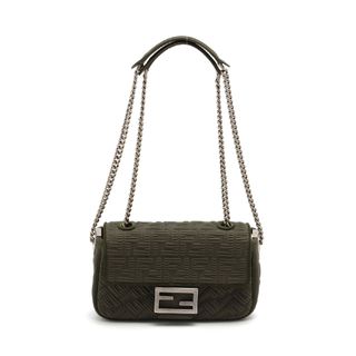 フェンディ(FENDI)のフェンディ マンマバケット メッシュ×スエード  カーキ レディース ショ(ショルダーバッグ)