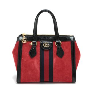 グッチ(Gucci)のグッチ  スエード×パテント  レッド レディース ハンドバッグ(ハンドバッグ)