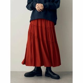 イェッカヴェッカ(YECCA VECCA)の【レッド】ギャザーデザインスカート/23AW(ロングスカート)