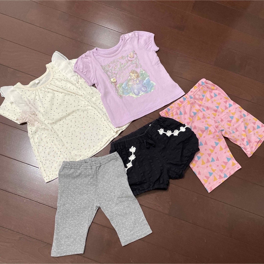 トップス、パンツ 5点セット90 キッズ/ベビー/マタニティのキッズ服女の子用(90cm~)(Tシャツ/カットソー)の商品写真