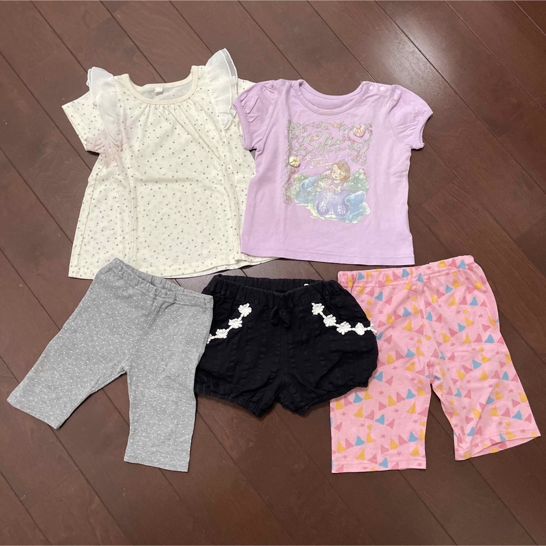 トップス、パンツ 5点セット90 キッズ/ベビー/マタニティのキッズ服女の子用(90cm~)(Tシャツ/カットソー)の商品写真