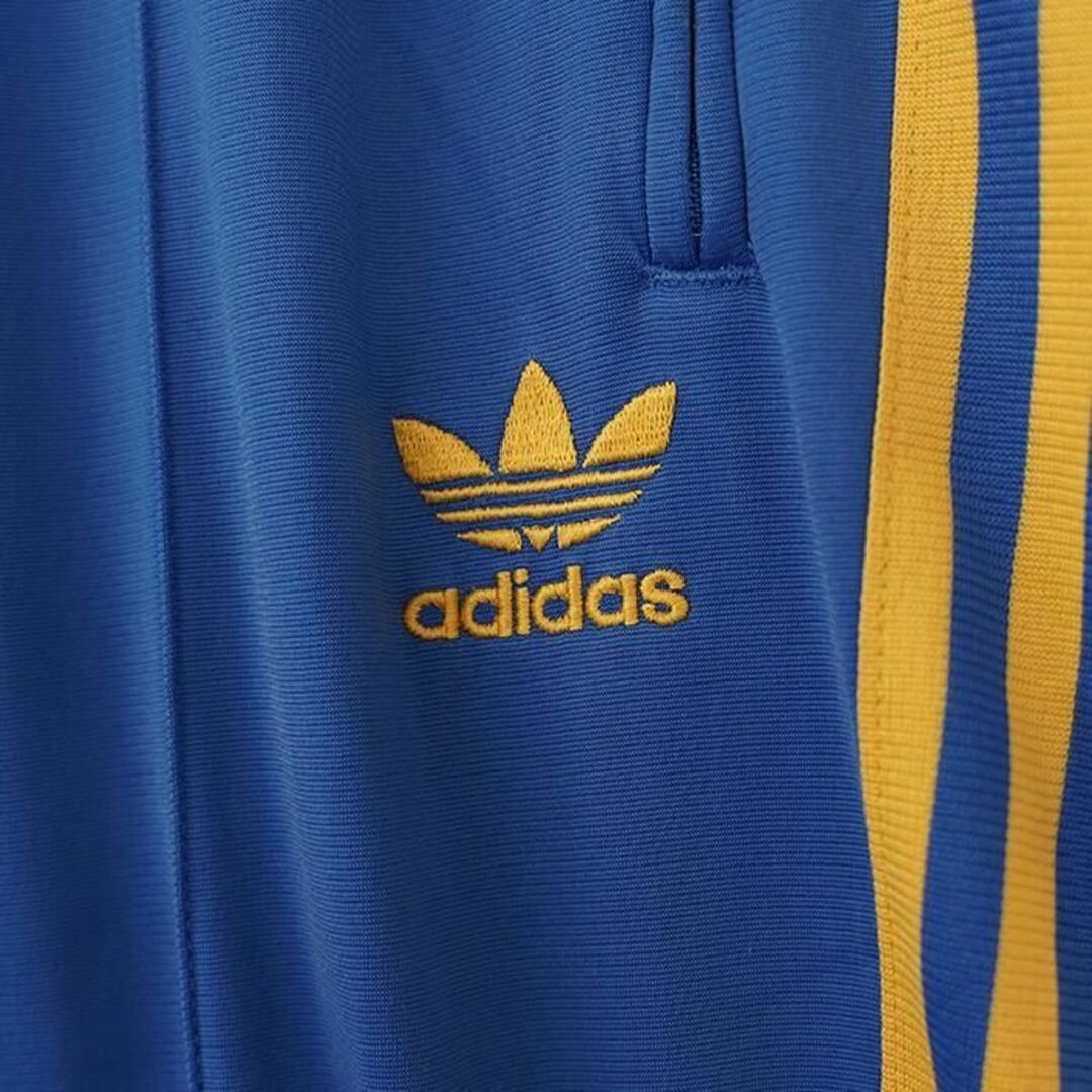 adidas アディダス トラックパンツ トレフォイルロゴ刺繍 ブルー青黄色
