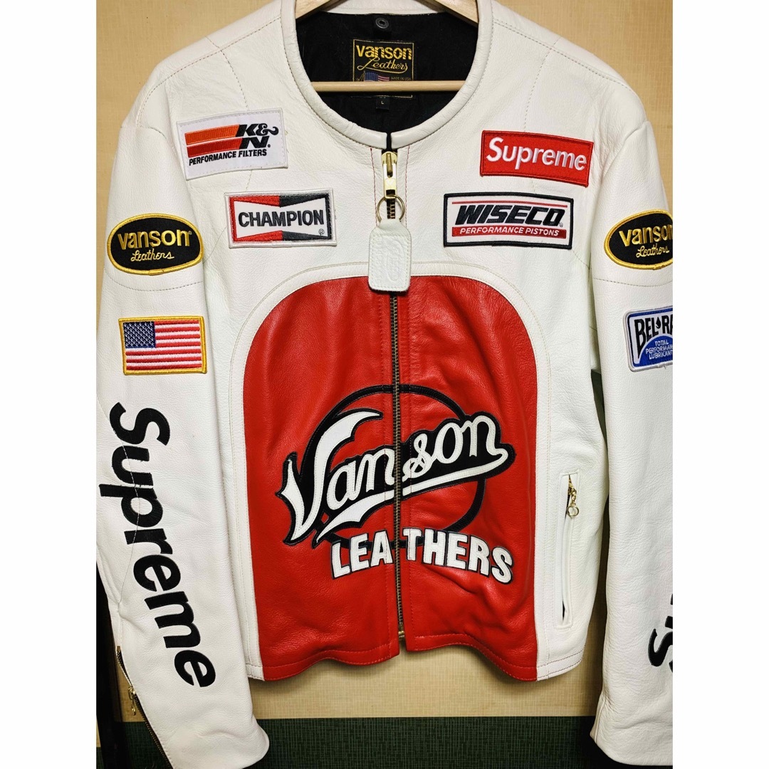 Supreme Vanson Leather Jacket M White