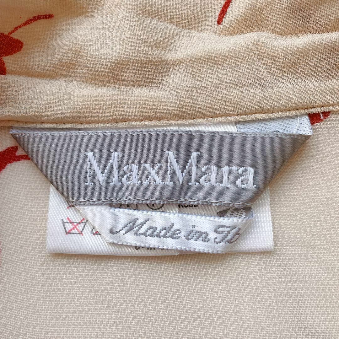 【MAXMARA】銀タグ＊長袖ブラウス　シャツ　花柄　とろみ素材　透け感　40 7