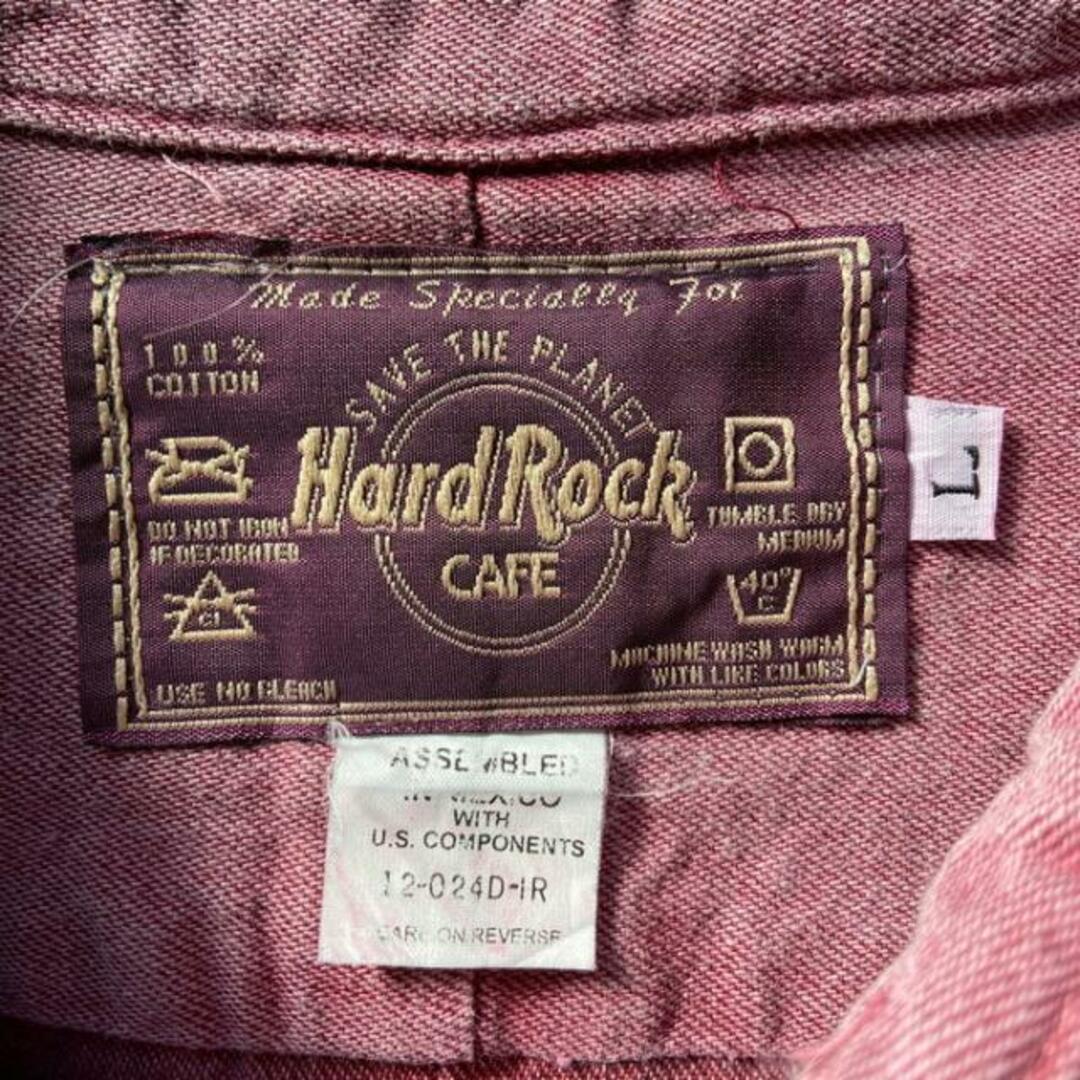 トップス90年代 Hard Rock CAFE ハードロックカフェ アドバタイジング 企業ロゴ刺繍 長袖シャツ メンズXL相当