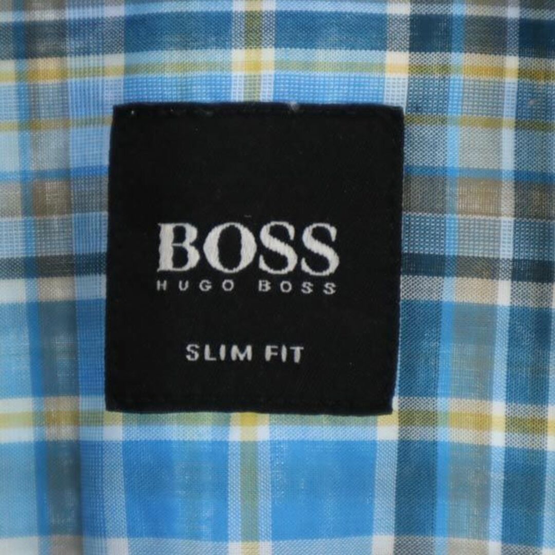 800013● HUGO BOSS SLIM FIT 長袖 チェック シャツ