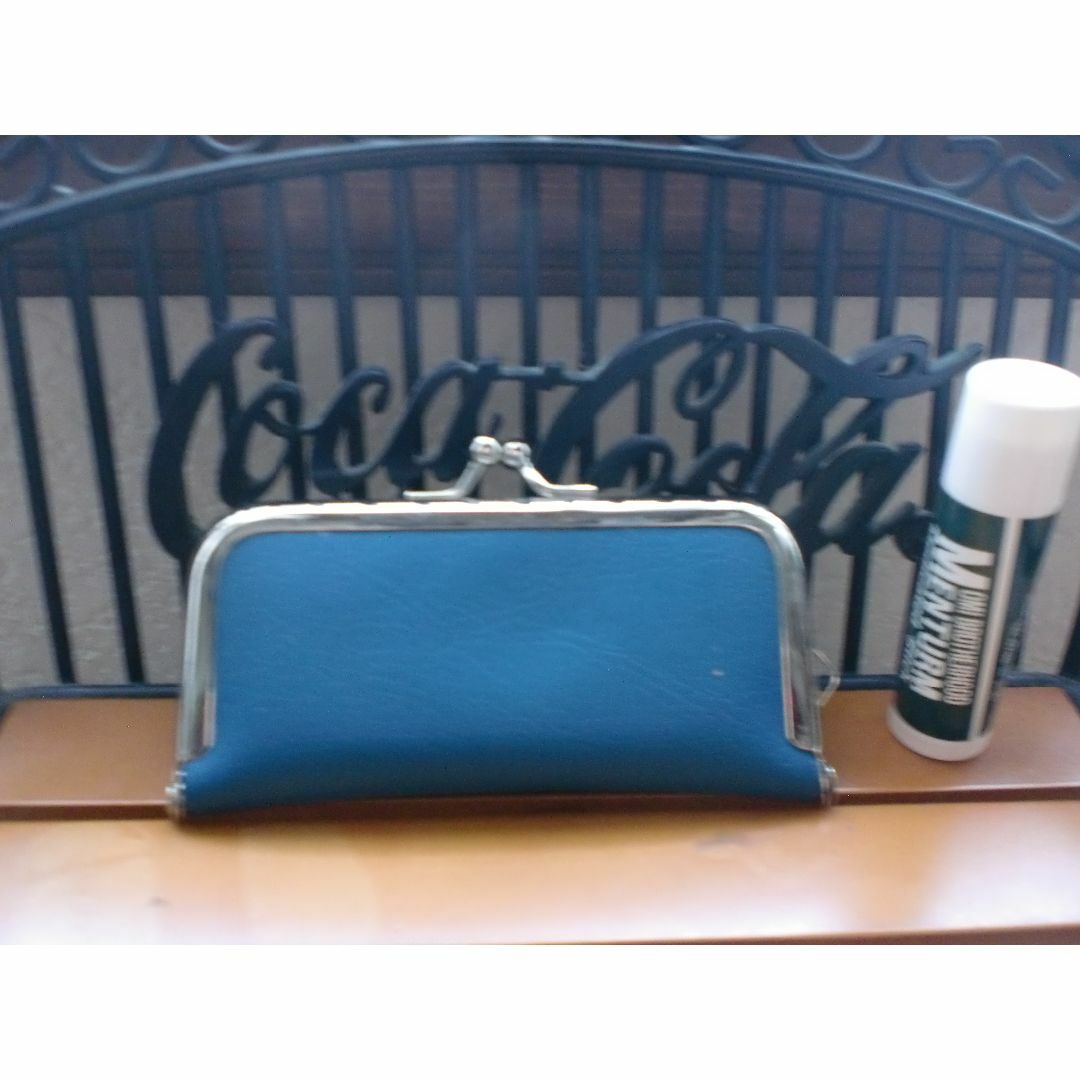 ハンドメイド23137 がま口ケース コインケース リップケース　ブルー ハンドメイドのファッション小物(財布)の商品写真
