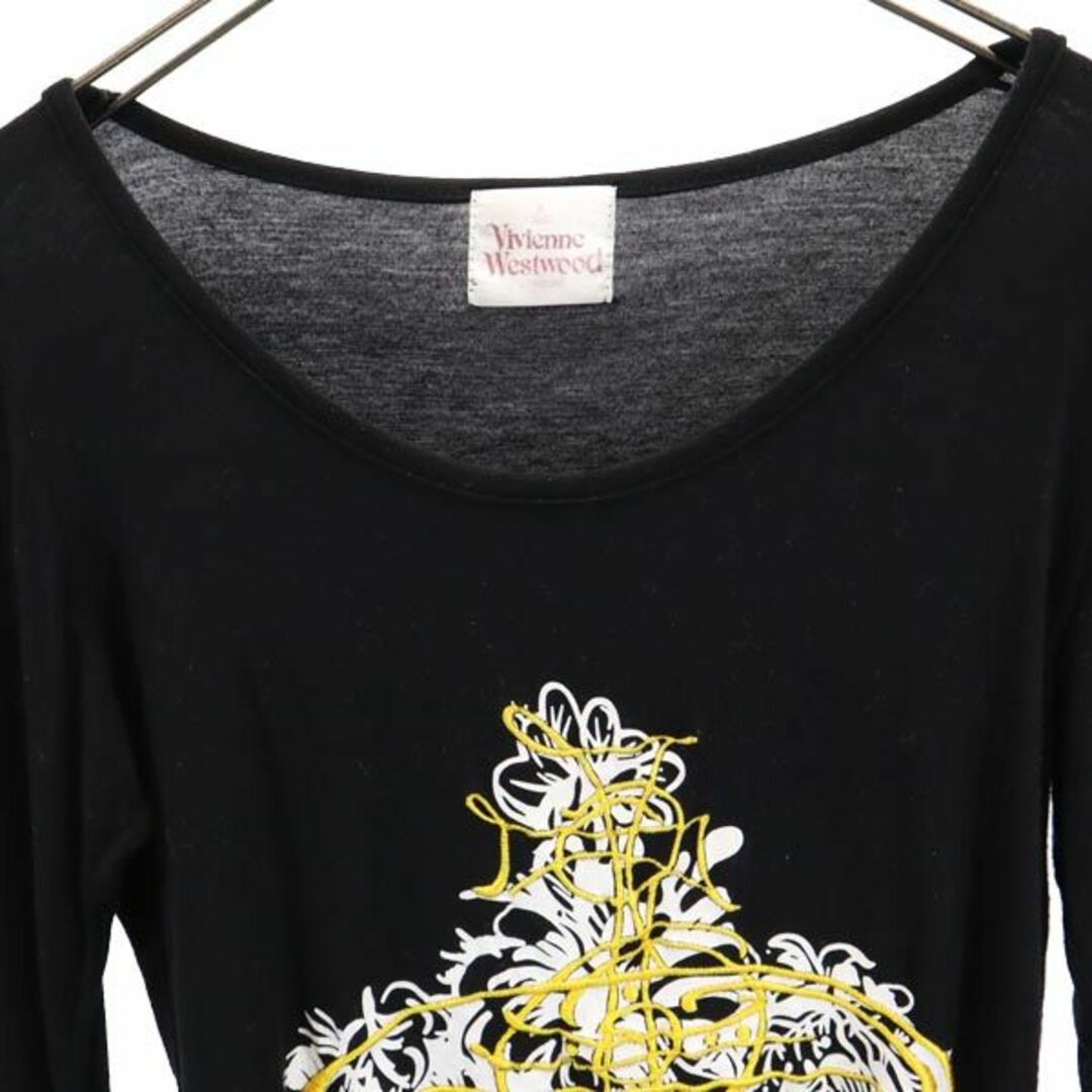 ヴィヴィアンウエストウッド イタリア製 長袖 Tシャツ ブラック Vivienne Westwood ロゴ ロンT レディース 【中古】  【230815】 メール便可