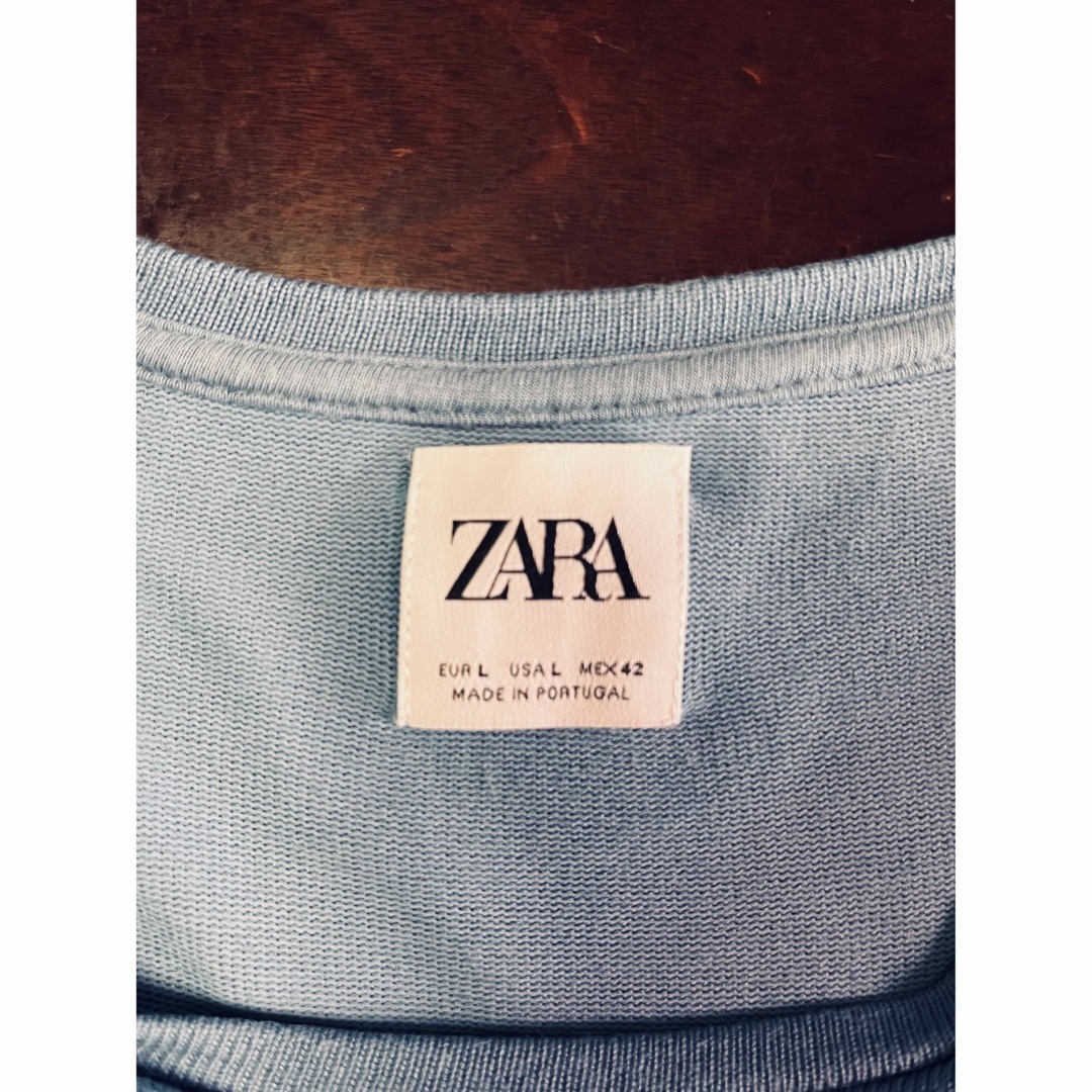 ZARA(ザラ)のZARAザラ メンズ クルーネック サマーニット ブルー 中古品 メンズのトップス(ニット/セーター)の商品写真