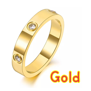 ☆ゴールド 4㎜☆CZダイヤ ラブリング ハードタイプ(リング(指輪))