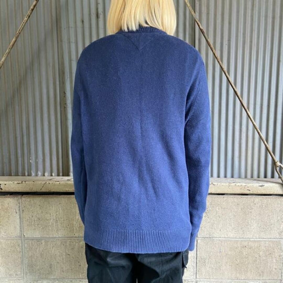 トミーヒルフィガー アーガイル柄 ハーフジップ コットンニットセーター メンズM