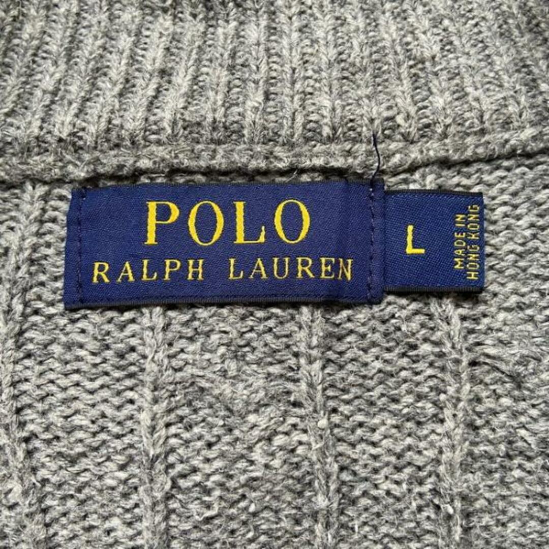 訳あり特価 POLO RALPH LAUREN ポロ ラルフローレン ハーフジップ コットンニットセーター メンズL ケーブルニット ハーフボタン