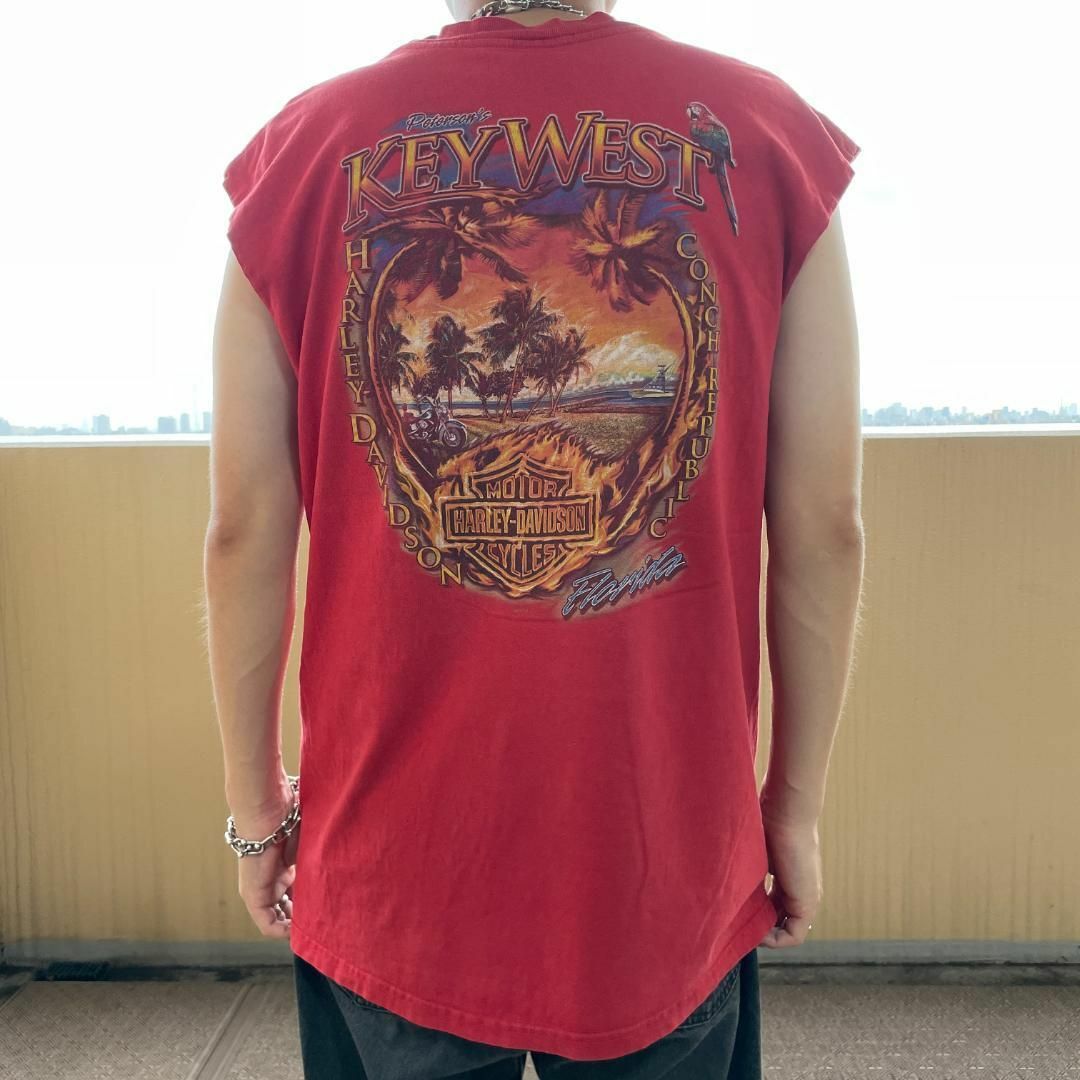 ハーレーダビッドソン ノースリーブ プリントTシャツ フロリダ ドクロ