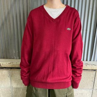 ラコステ LACOSTE 総柄 ダイヤ柄 Vネック コットンニットセーター 5 メンズM /eaa312906