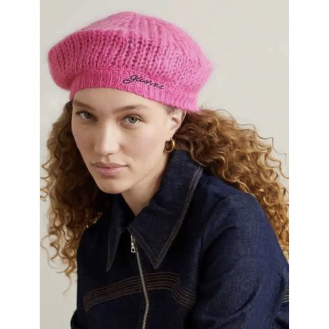MAISON SPECIAL(メゾンスペシャル)の新品未使用✩タグ付き GANNI ガニー モヘア ベレー帽 ピンク レディースの帽子(ハンチング/ベレー帽)の商品写真