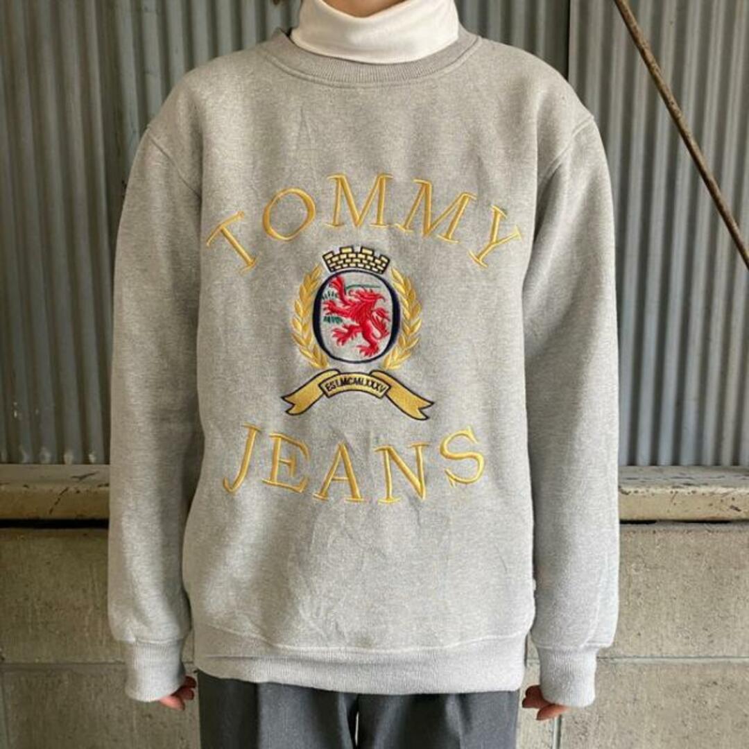 90年代 TOMMY JEANS トミーヒルフィガー ロゴ 刺繍 スウェット トレーナー メンズS