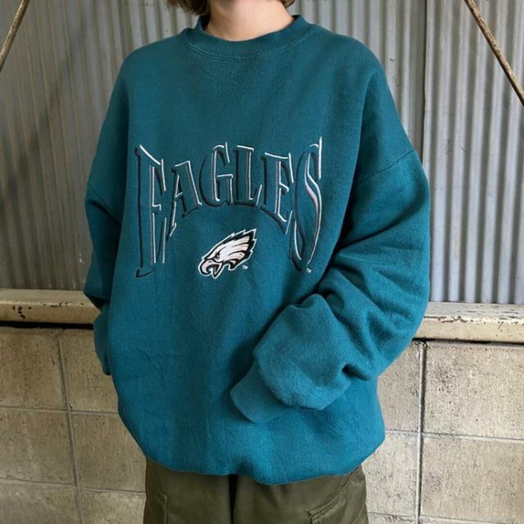 USA製 90年代 NFL フィラデルフィア・イーグルス チームロゴ 刺繍 スウェット メンズXL