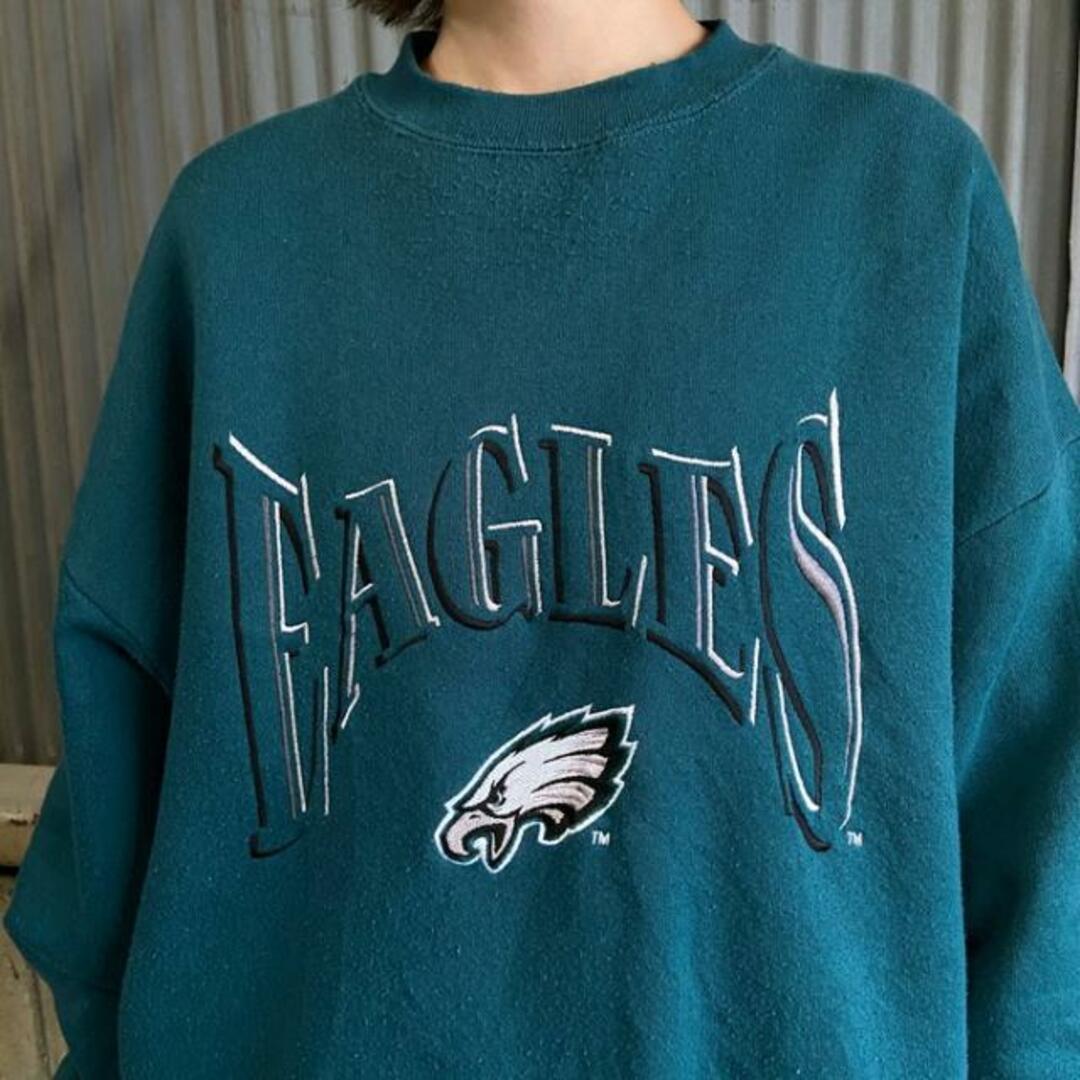 USA製 90年代 NFL フィラデルフィア・イーグルス チームロゴ 刺繍 スウェット メンズXL