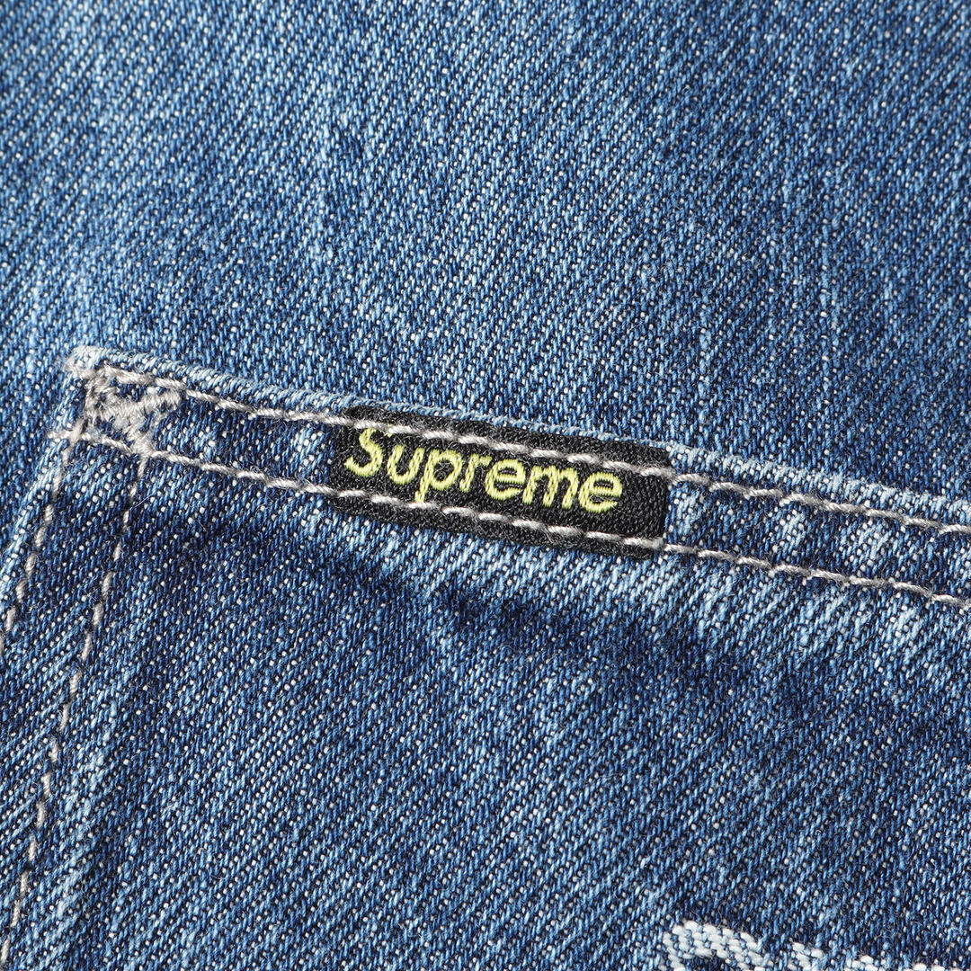 Supreme シュプリーム オーバーオール サイズ:L デニム ブランドロゴ柄 総柄 ペインター Logo Denim Overalls 19SS ブルー ズボン ボトムス ストリート カジュアル ブランド【メンズ】【美品】