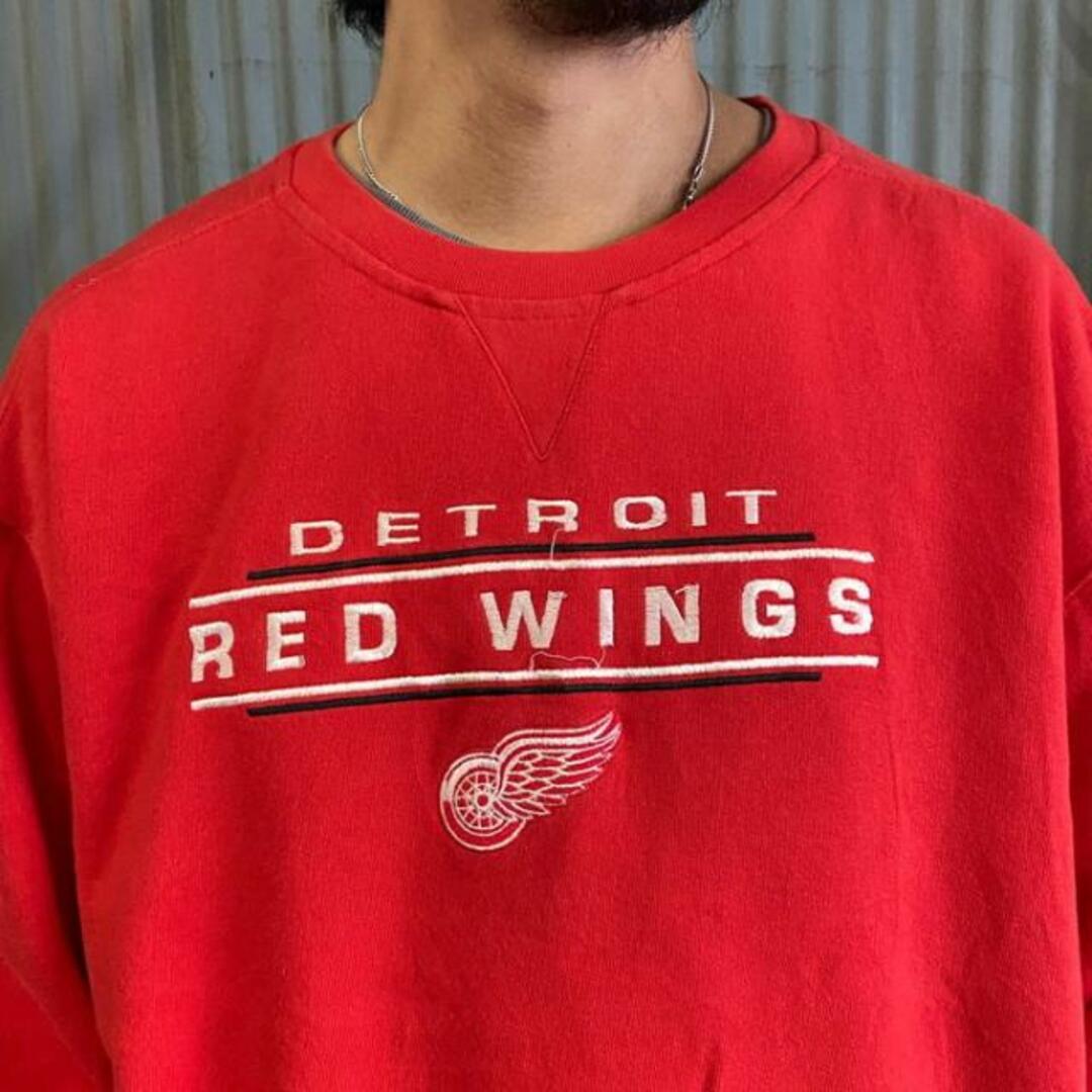 NHL デトロイト・レッドウィングス チームロゴ刺繍 スウェットシャツ メンズL