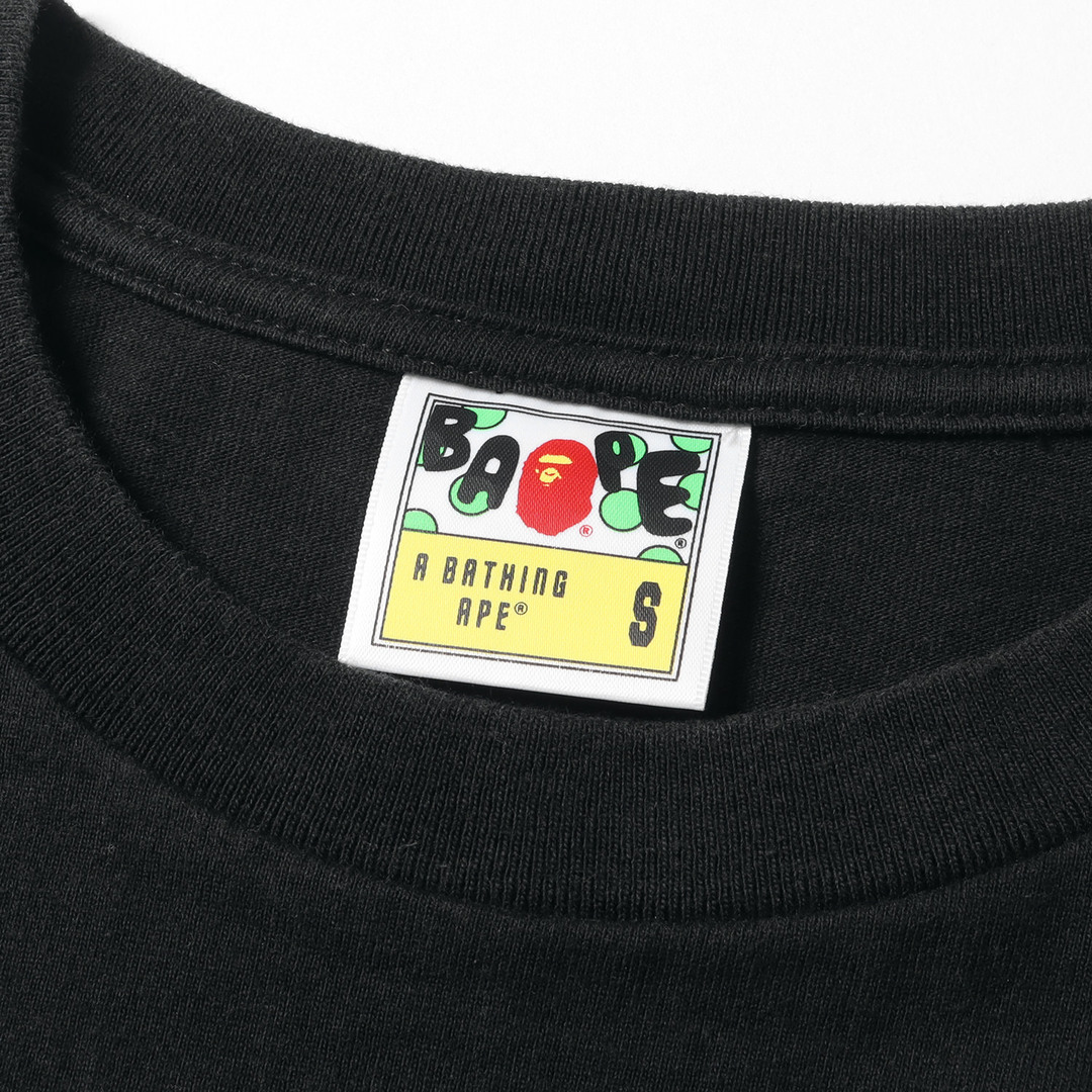 アベイシングエイプ クルーネック プリント 半袖 Tシャツ L 黒 A BATHING APE 日本製 メンズ  220724 メール便可