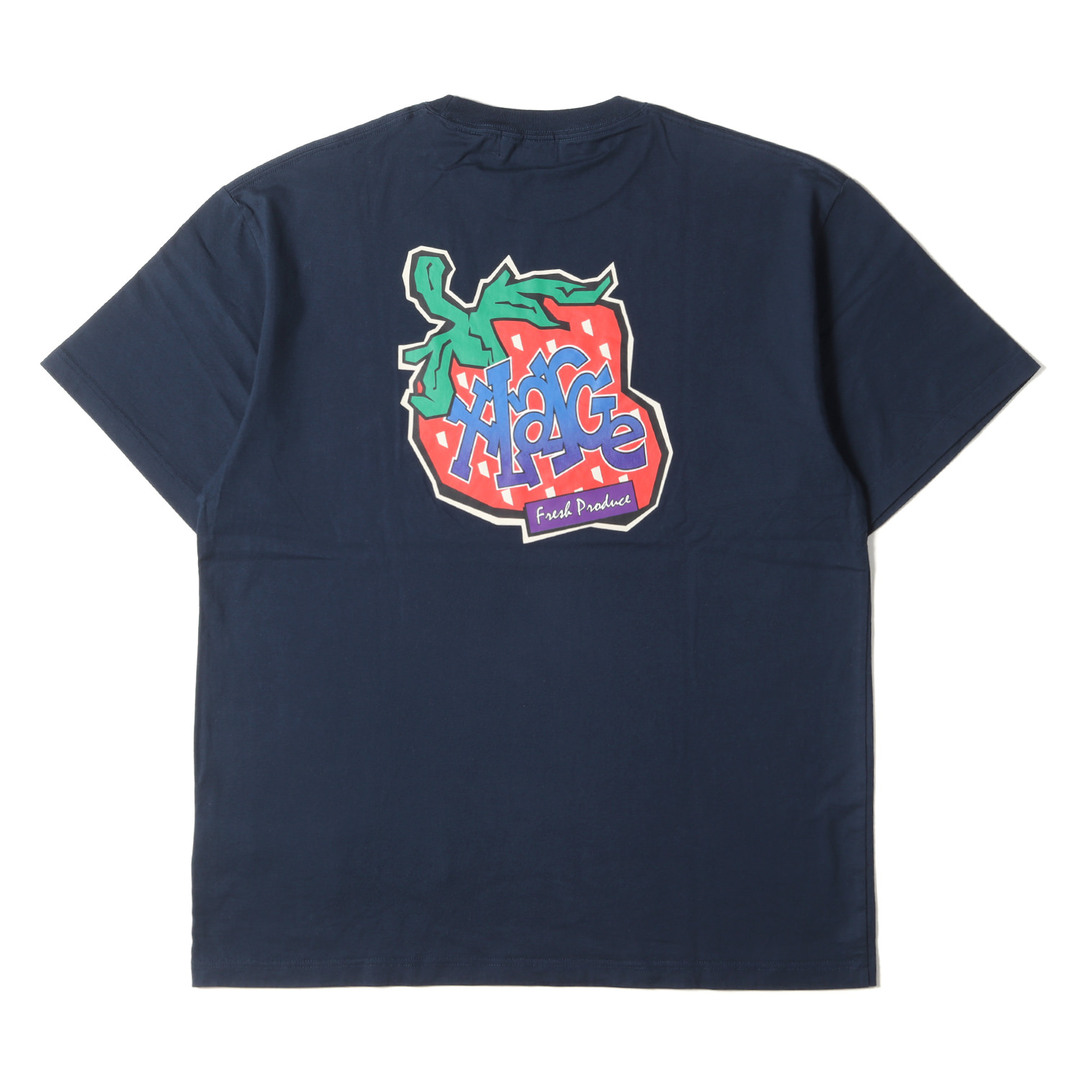 X-LARGE エクストララージ Tシャツ サイズ:L 22AW ストロベリー グラフィック プリント 半袖 クルーネック FRESH PRODUCE S/S TEE ネイビー 紺 トップス カットソー ストリート カジュアル ブランド【メンズ】