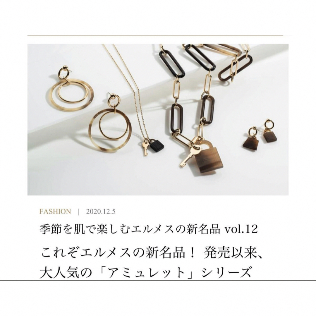 極美品　エルメス　 アミュレット　ループ　ピアス　バッファローホーン