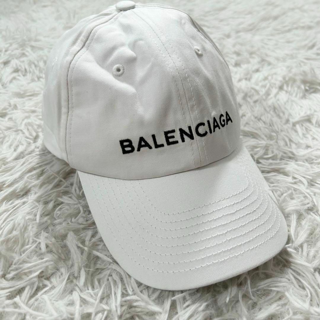 BALENCIAGA バレンシアガ ロゴ ベースボール キャップ ホワイトL59
