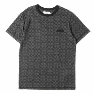 コーチ(COACH)のCOACH コーチ Tシャツ サイズ:XS シグネチャー ロゴ 総柄 リンガーネック 半袖 Tシャツ C5763 現行モデル エッセンシャル フォーエバー チャコールグレー トップス カットソー 【メンズ】【中古】(Tシャツ/カットソー(半袖/袖なし))