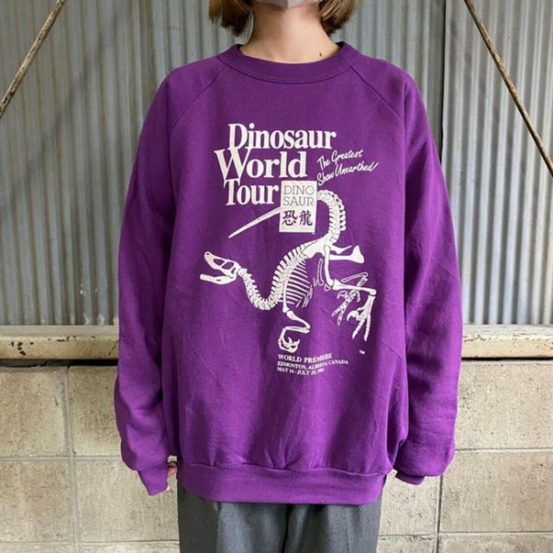 90年代 Dinosaur World tour ダイナソー 恐竜  プリント スウェットシャツ  メンズL相当