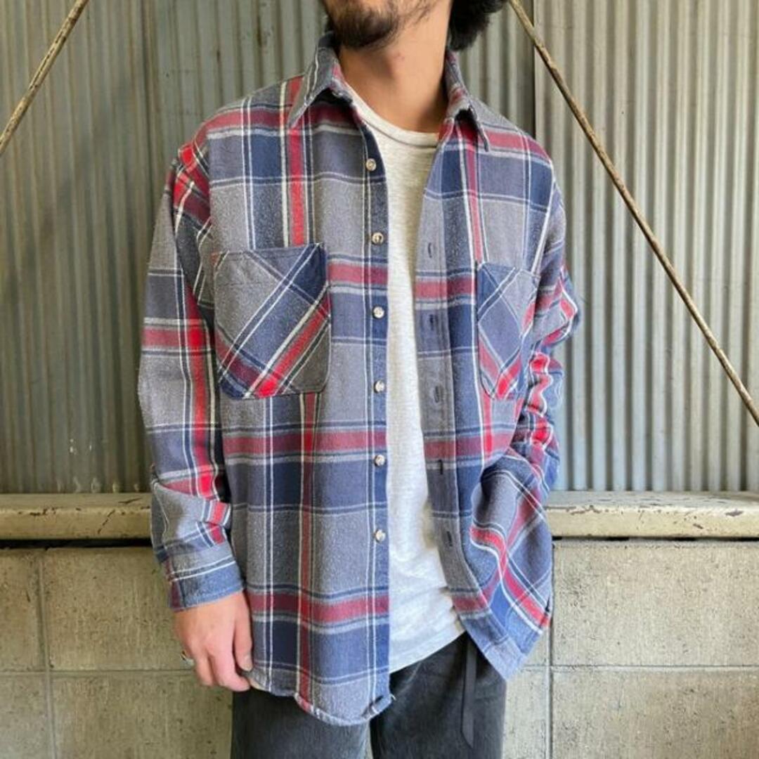 90年代 USA製 ST.JOHN'S BAY チェック柄 長袖 ヘビーネルシャツ メンズ