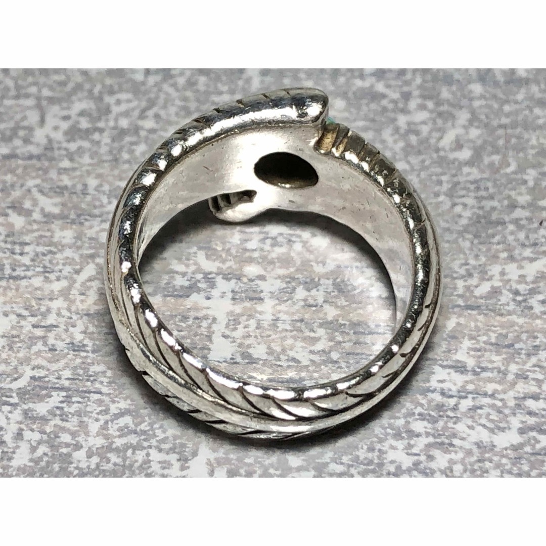 フェザー　シルバー リング ストーン　ターコイズカラー　925 指輪　21.5号