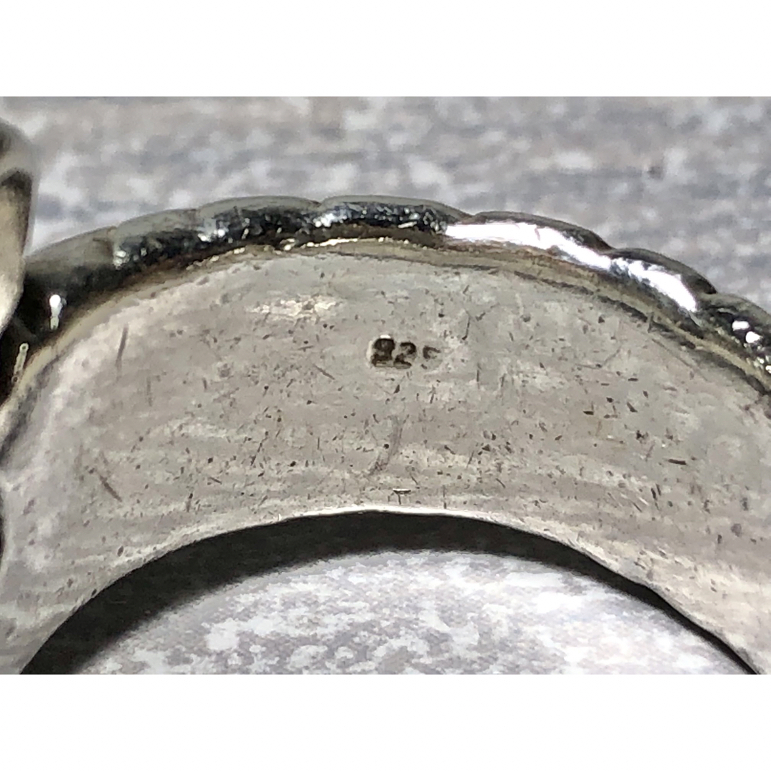 フェザー　シルバー リング ストーン　ターコイズカラー　925 指輪　21.5号