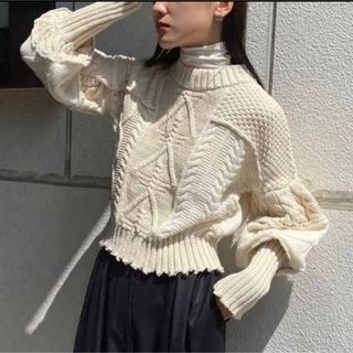 期間限定500円値下げ【Acka】preppie flare rib knit