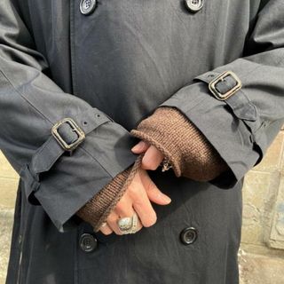 70年代 カナダ製 Aquascutum アクアスキュータム トレンチコート 防寒 アウター ブラック (メンズ XL相当)   N6766