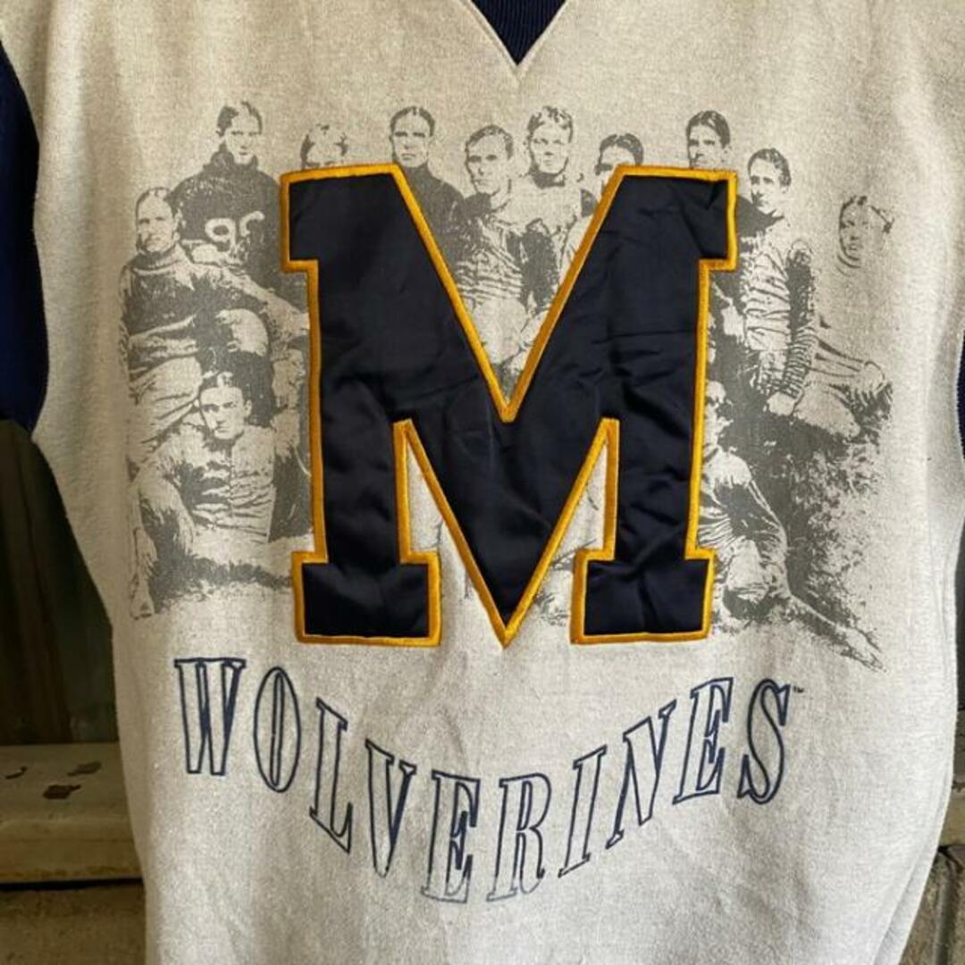 90年代 Michigan wolverines バイカラー カレッジチーム プリント スウェットシャツ メンズM